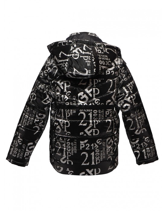 Boys Jacket Printed Metallic Black
